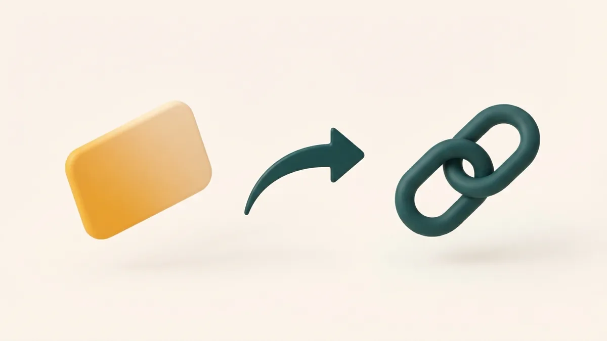 Abstract rounded cards and linked shapes showing steps for adding a profile URL