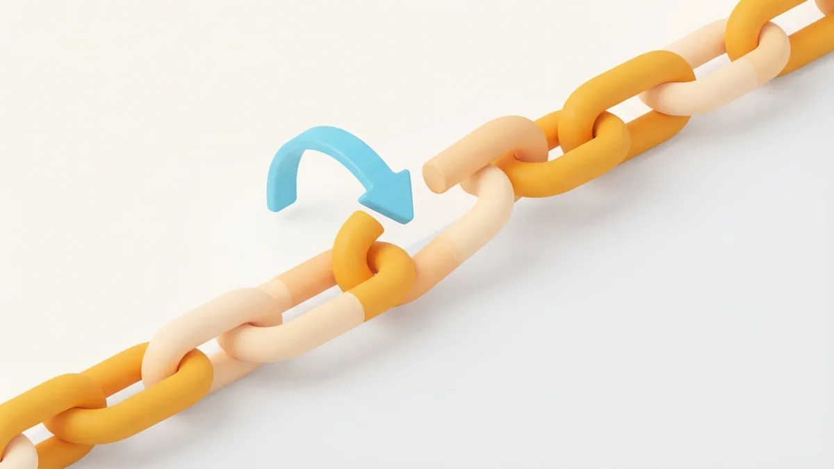 Fixing common link problems Abstract connected chain path showing a simple fix for a profile link problem