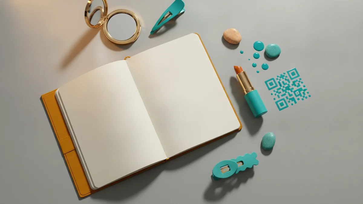Baddie vibe essentials Notebook and beauty items showing the baddie aesthetic preparation