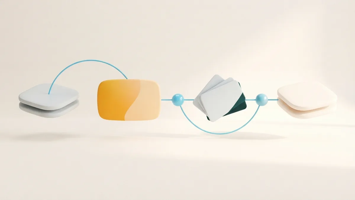 A simple path for adding profile links Abstract setup path showing rounded link cards joined by clean connecting nodes