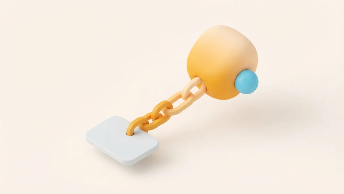 How a profile link connects outward Rounded card linked to a larger node with warm marigold forms on a light neutral background