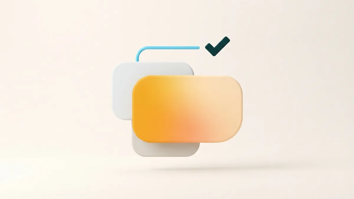 A simple path to add a profile link Layered rounded cards and a connected check shape showing a simple link setup