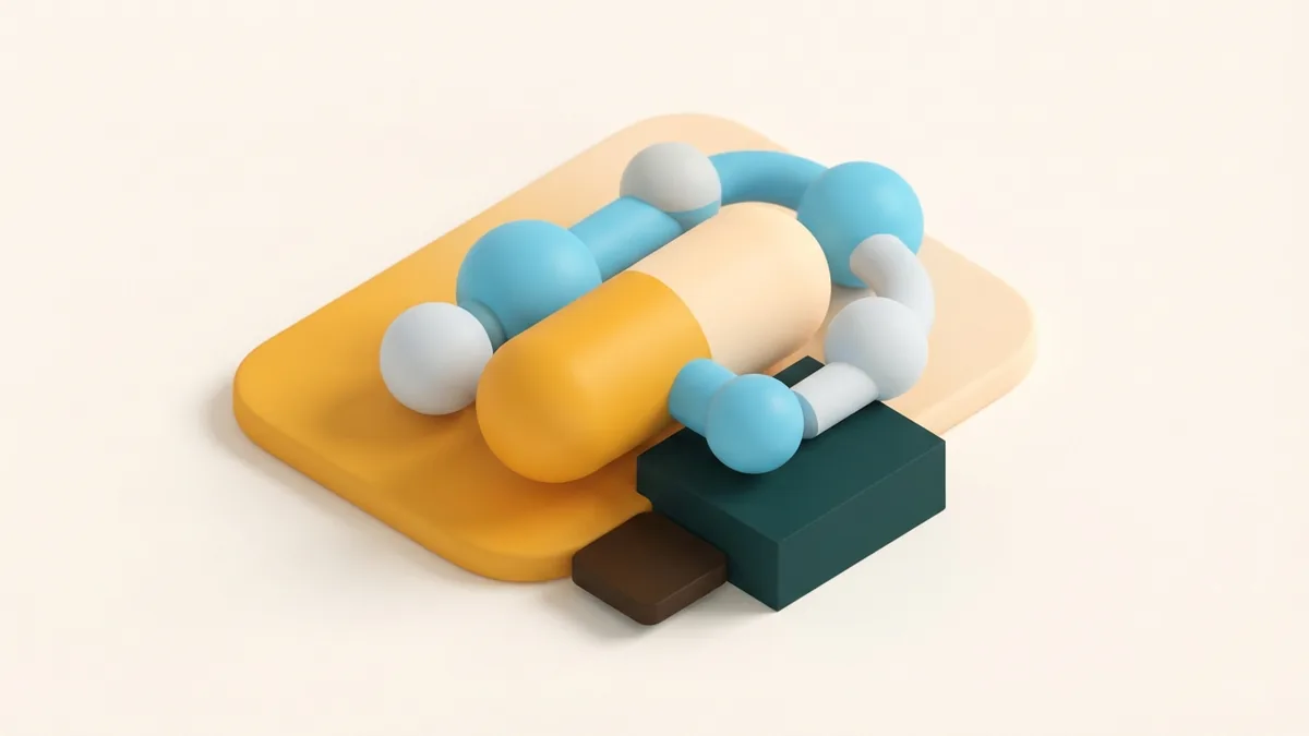 Abstract rounded forms represent the different ingredient groups in a supplement blend