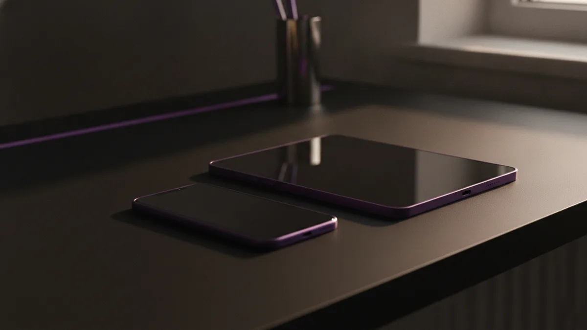 Common bio issues Two devices on a desk for comparing Instagram bio edits and translation prompts.