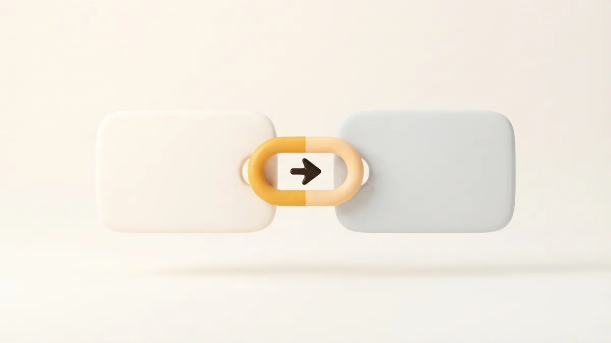 A clear link between two rounded cards representing a simple and trusted profile path