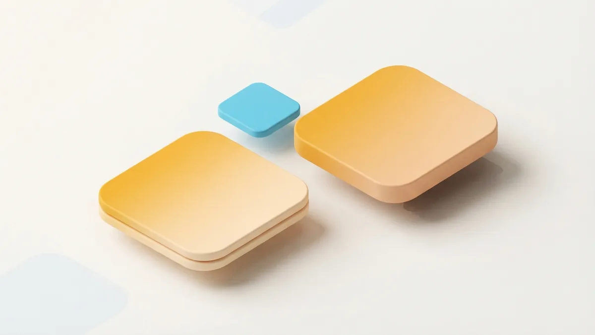 Rounded cards and a shifting tile represent the steps involved in updating a profile bio