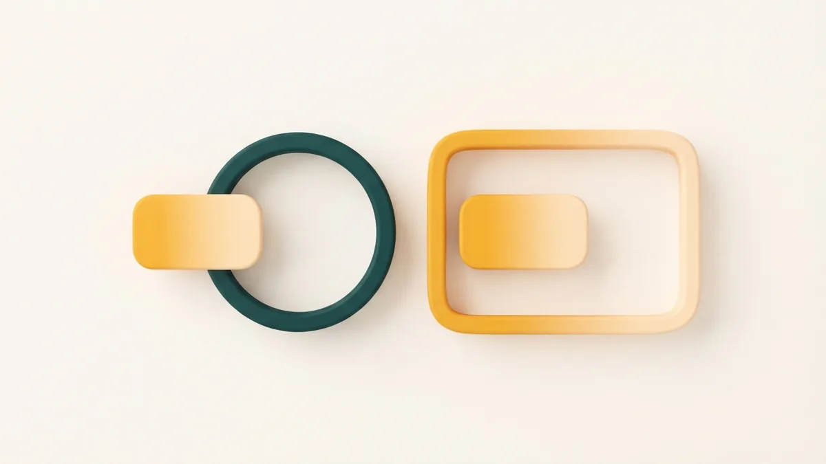 Simple abstract shapes suggesting a saved bio after a small edit issue is resolved