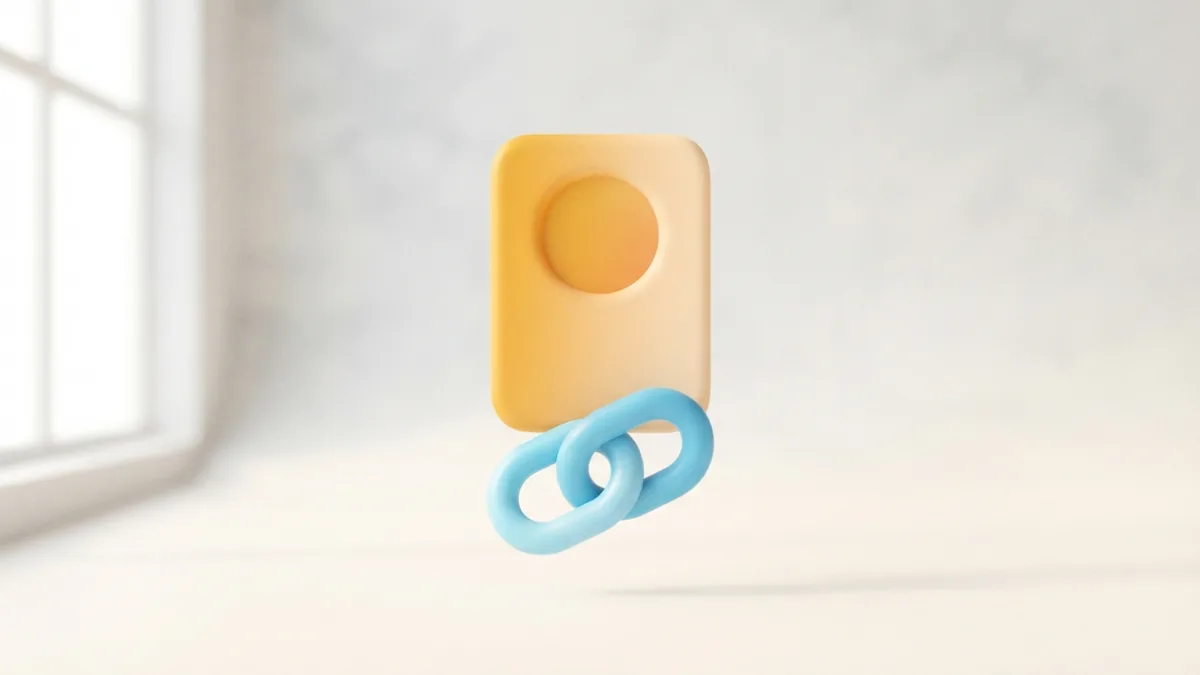 Rounded profile card with a link shape below it, showing where to find a profile bio link