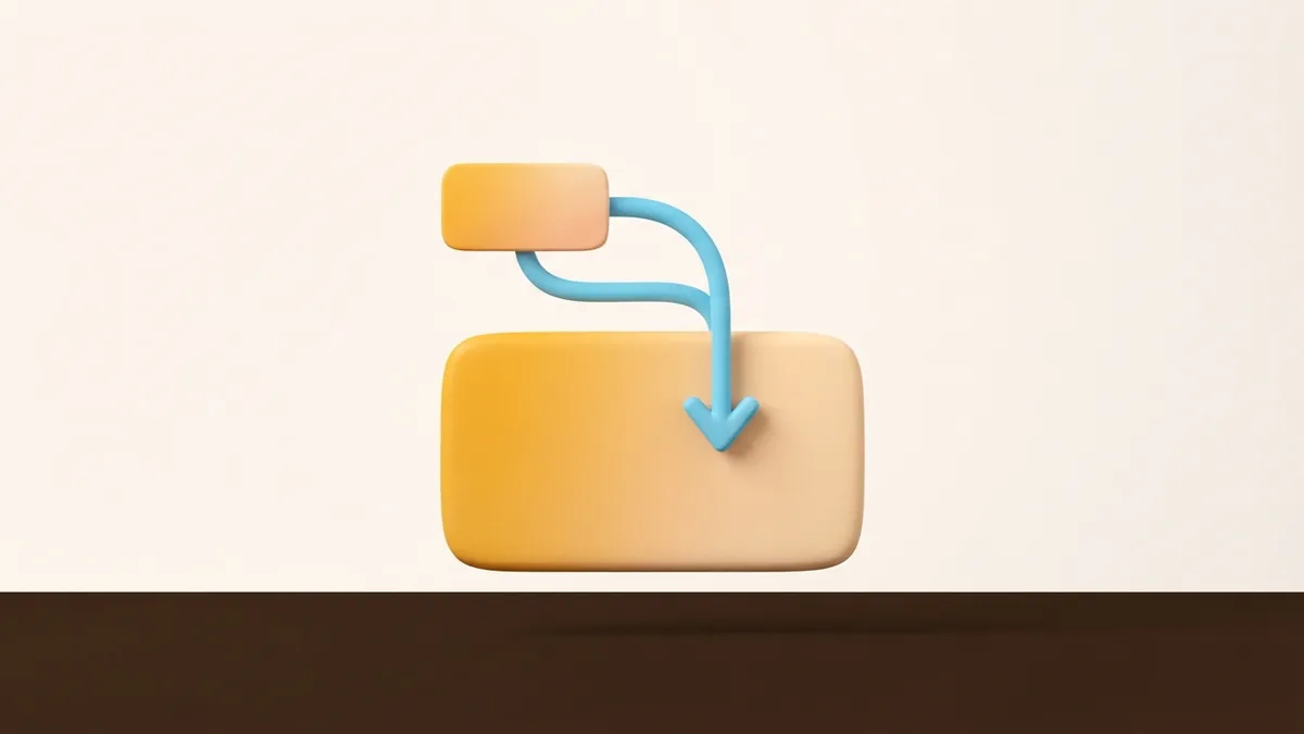 Abstract rounded cards showing a simple profile link path with an arrow