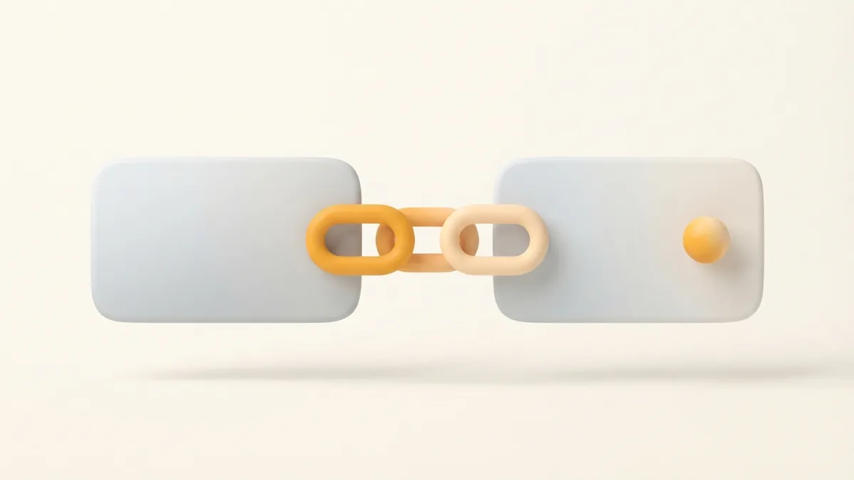 Choose a clear link destination A clean chain shape linking rounded cards to represent a clear, trusted destination