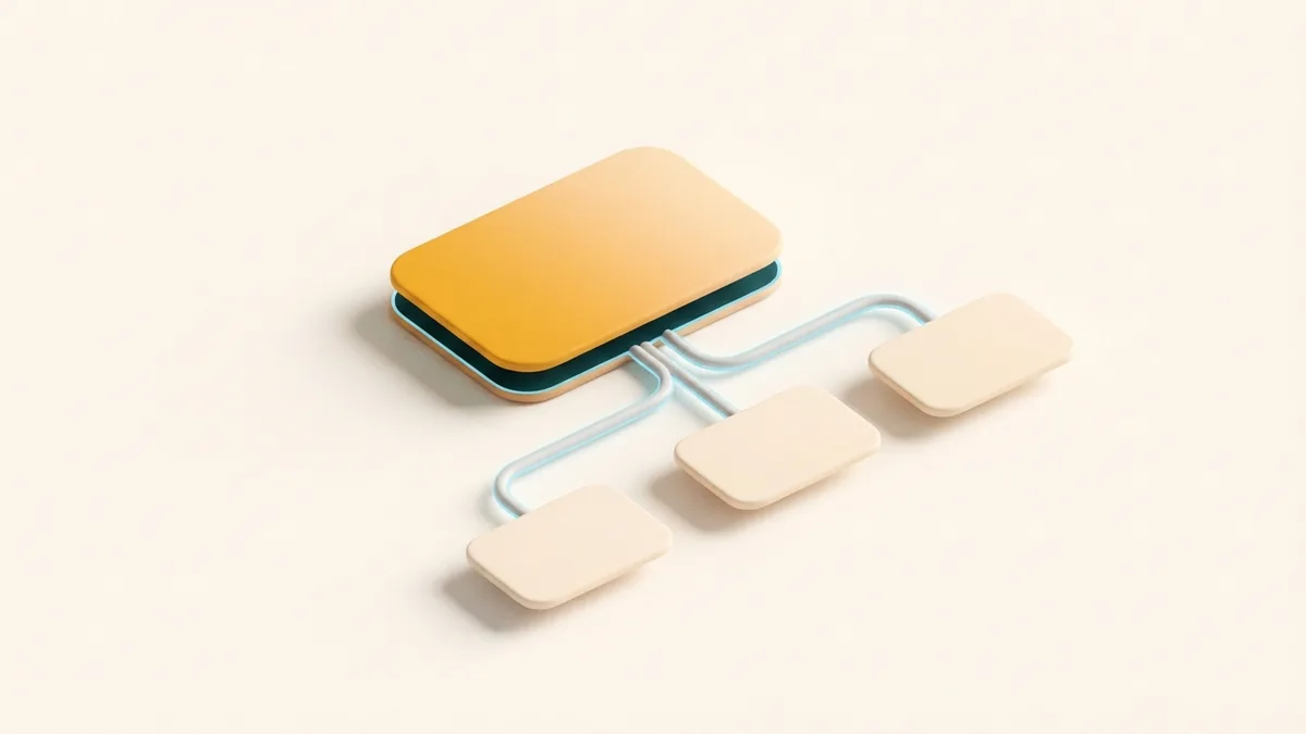 One central card connects to three smaller cards to show how one bio link can lead to many pages