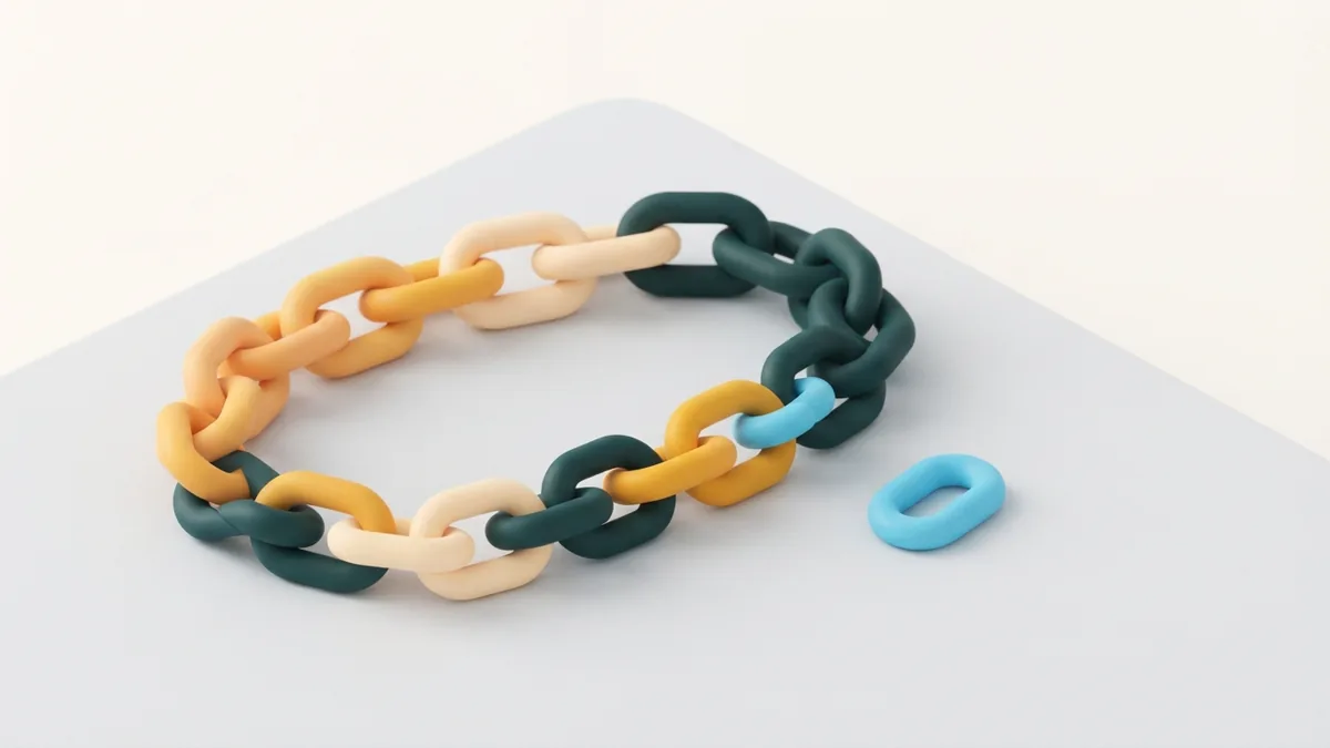 Clay chain with repaired connector pieces showing a link fix