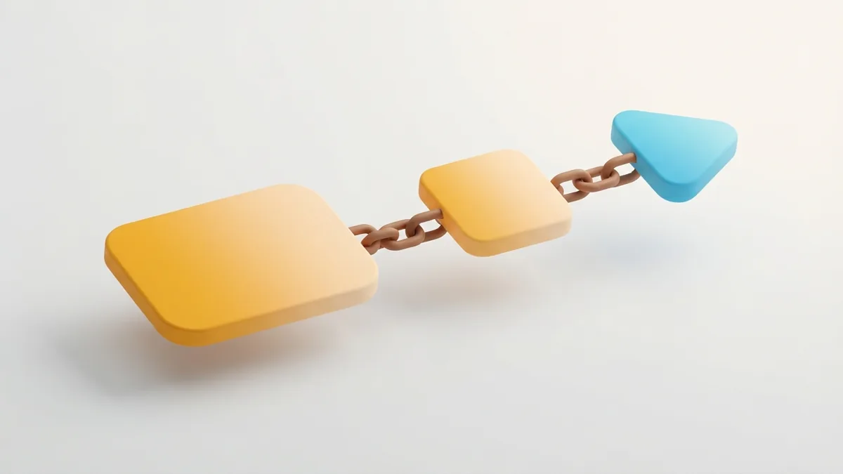 Connected rounded planes show the steps for adding an audio link