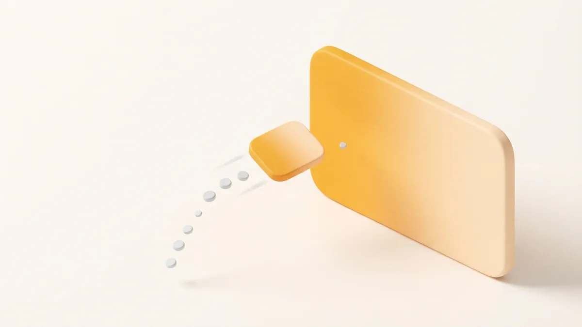A rounded link chip approaching a larger card, symbolizing adding an invite to a profile