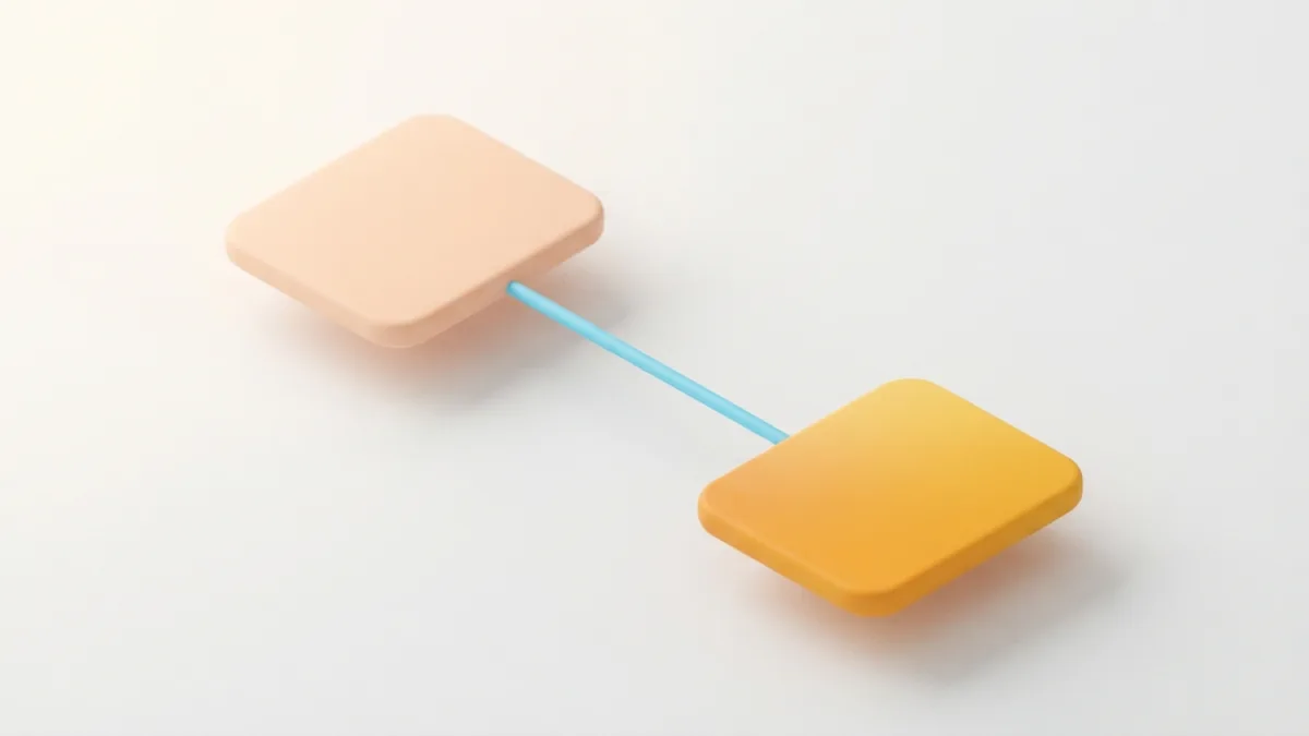 Minimal rounded cards connected by a line to suggest cross-promotion between social profiles