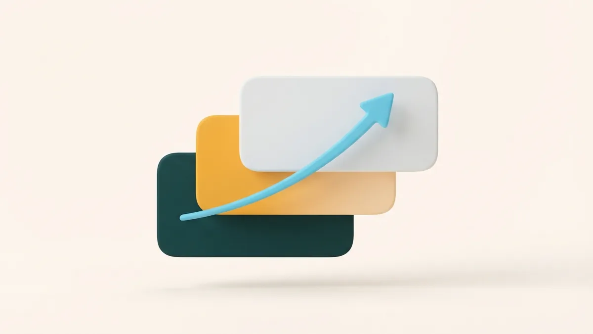 Layered rounded cards and an arrow showing the steps to add channel links