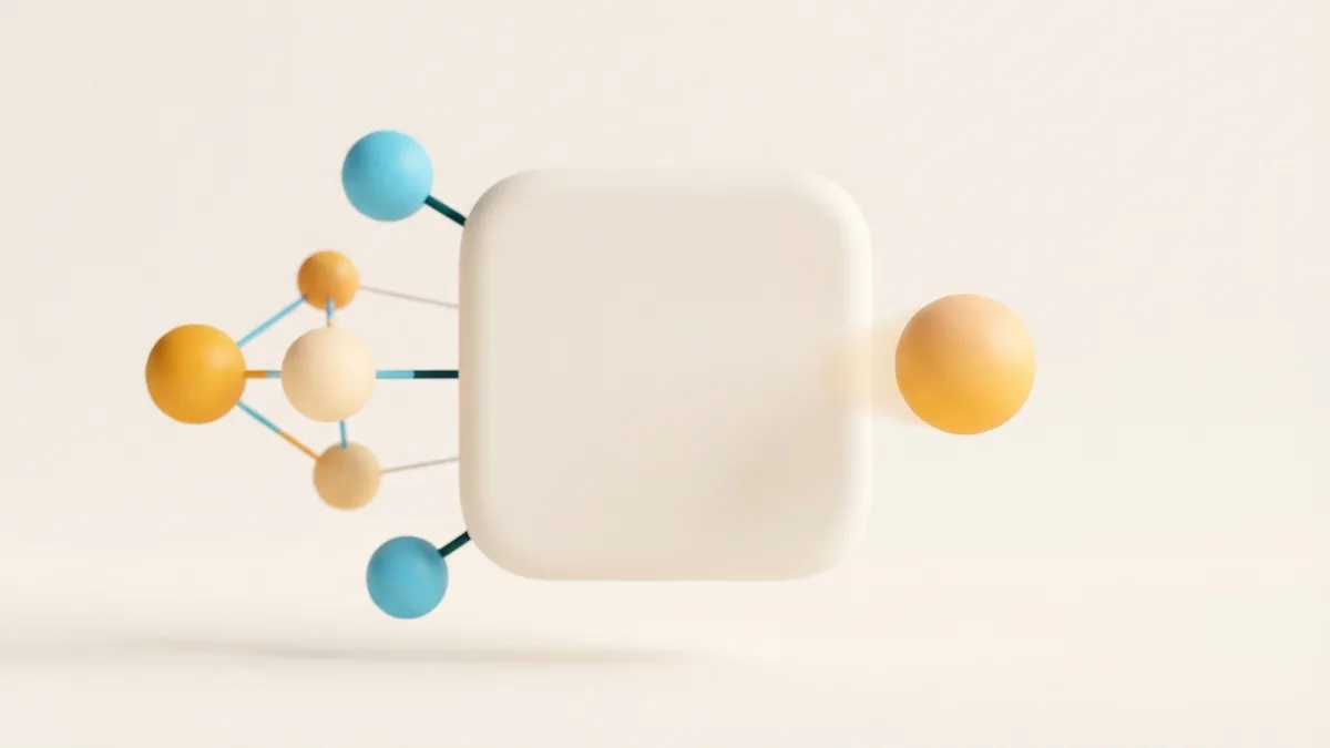 Video replies for viewer questions Abstract connected cards and spheres representing video replies to viewer questions