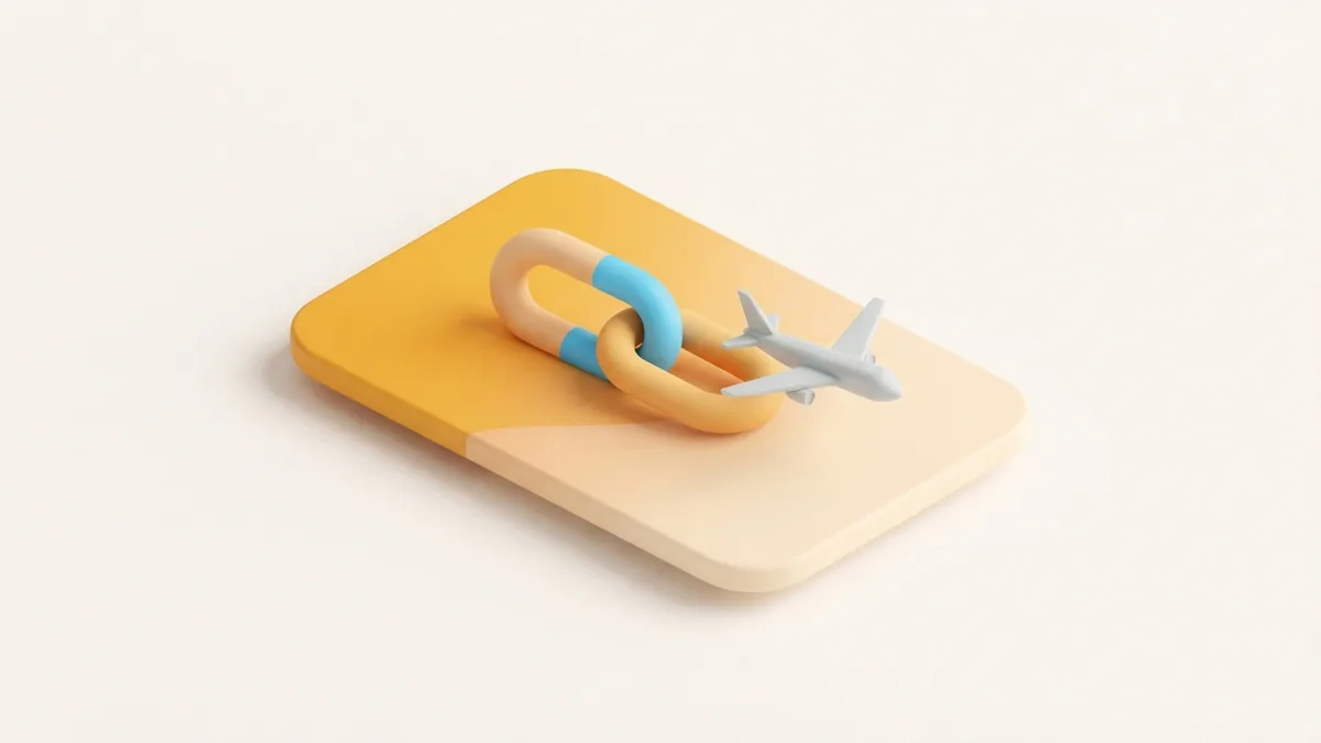 Single bio link concept Abstract rounded card with one connected link and cyan accent