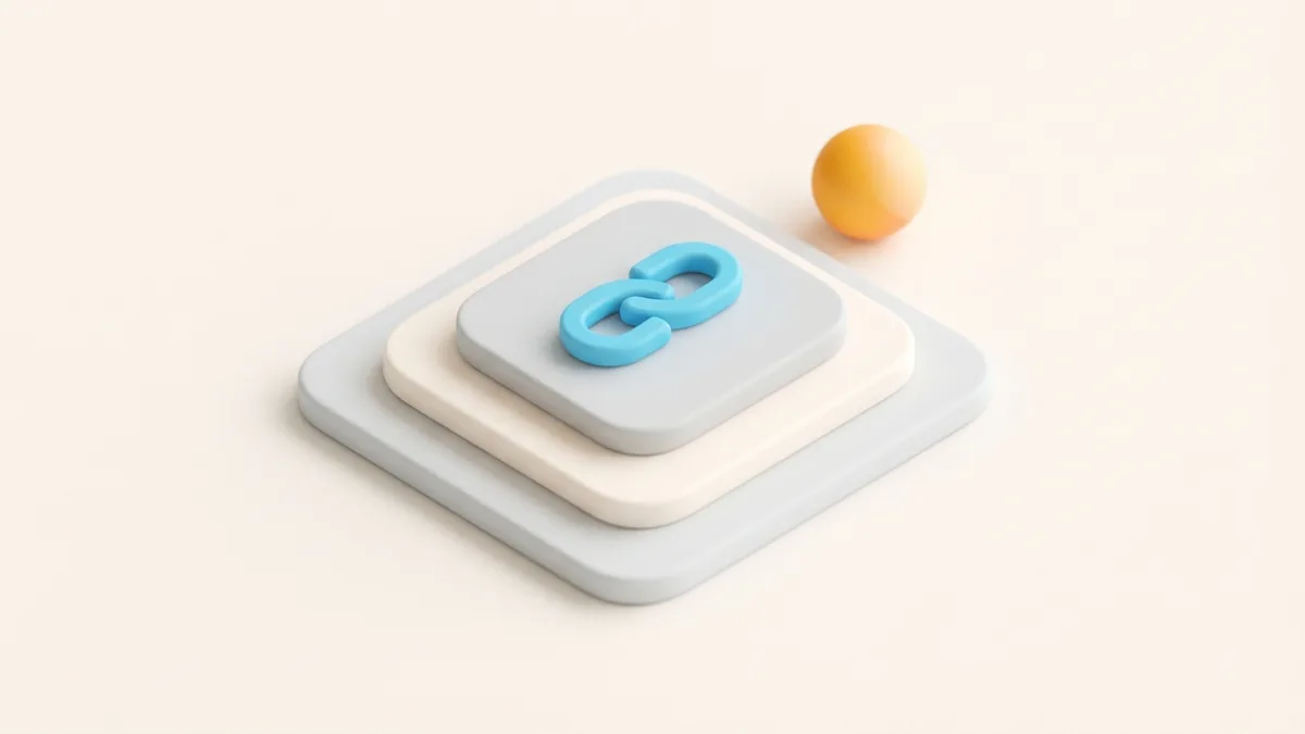 Rounded cards and link shape representing the key parts of a clear Instagram bio
