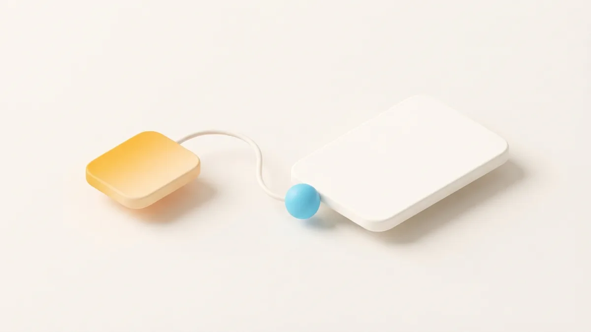 Guide visitors to one useful action A profile action path linking a small button shape to a clear destination card