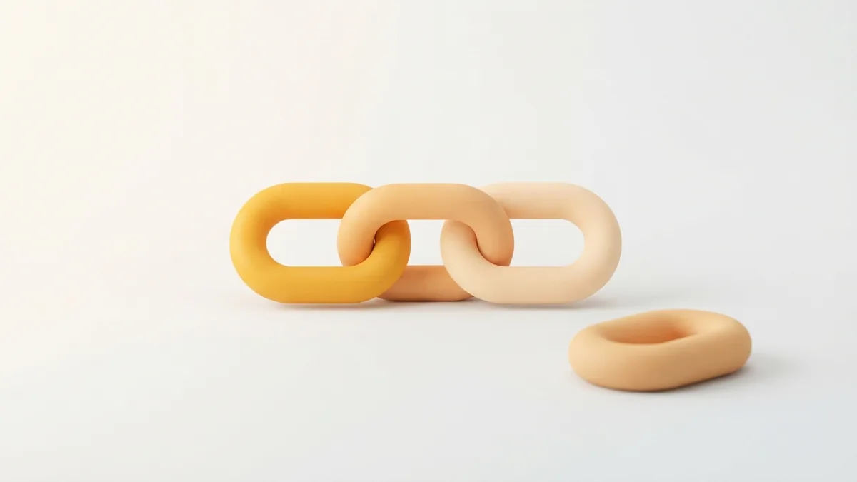 Rounded chain links with one separate piece showing a broken account connection