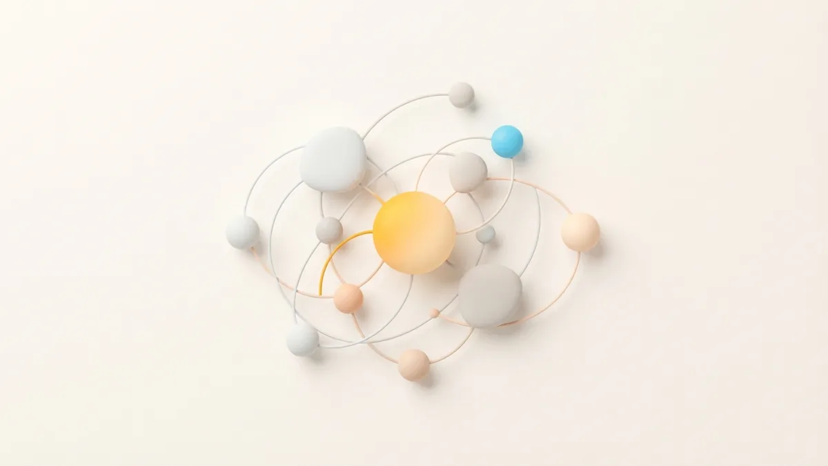 Abstract connected nodes representing organized social profile links