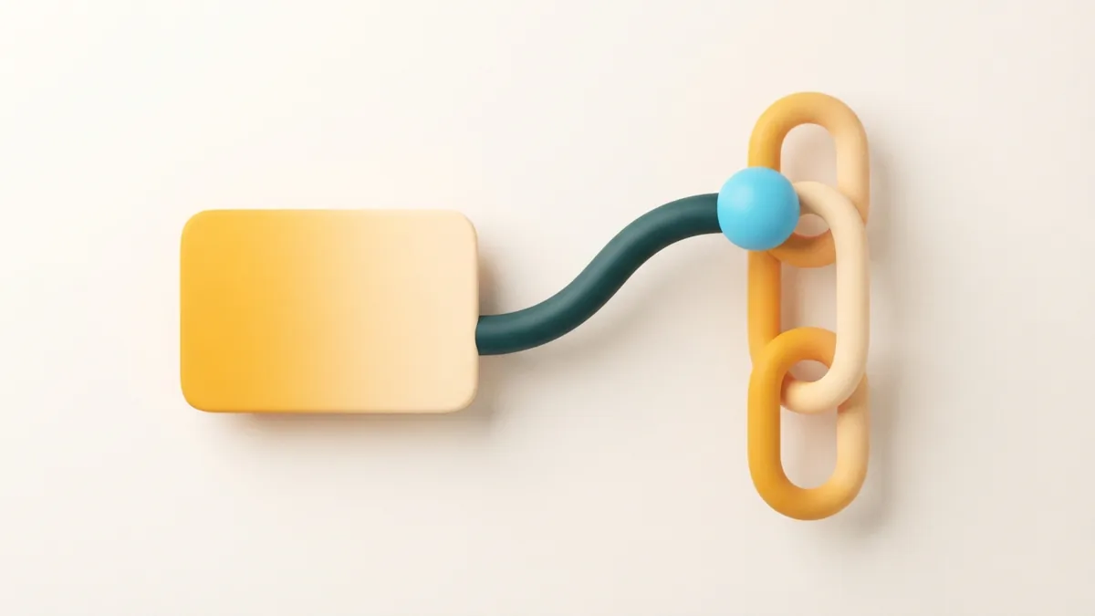 Adding a new profile link Rounded clay card joining a new chain link with cyan and marigold accents