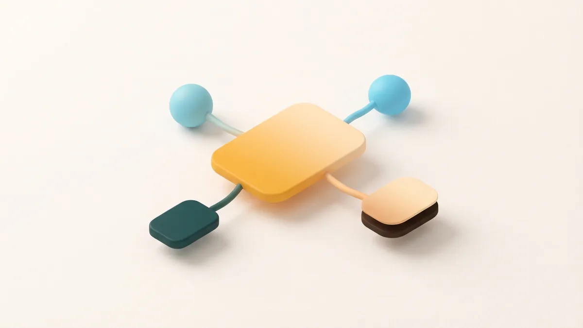 One card linking to several destinations Abstract business card link branching to several connected destinations