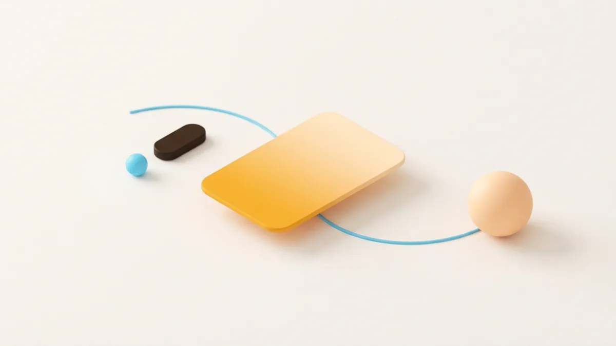 A clear path from a highlighted link card to a destination represented by a sphere