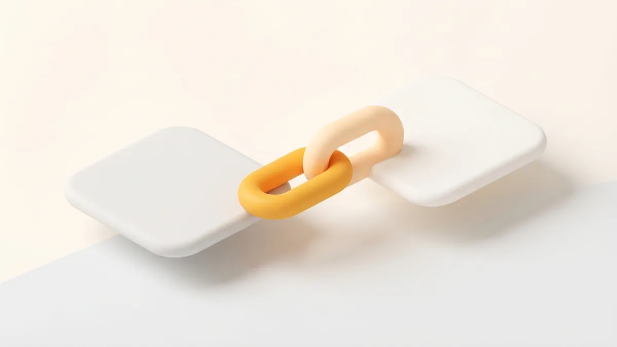 One link can lead to a destination A single marigold link connecting two rounded destination shapes