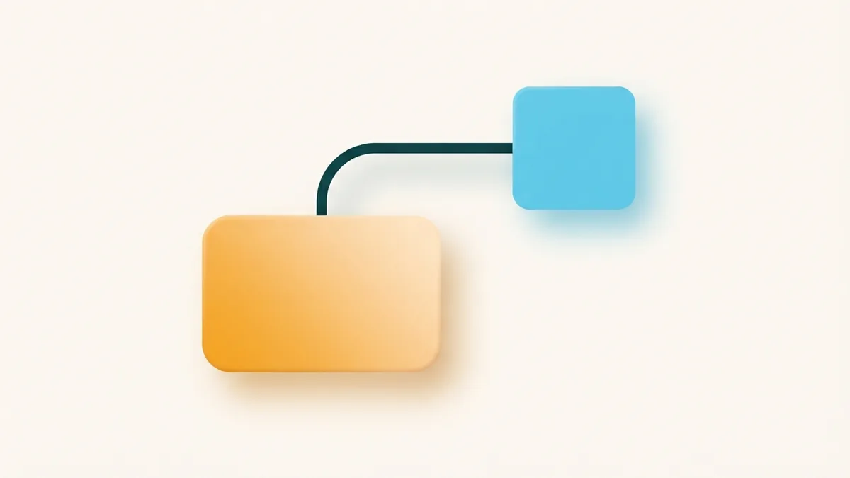 A marigold rounded tile linked to a smaller destination plane