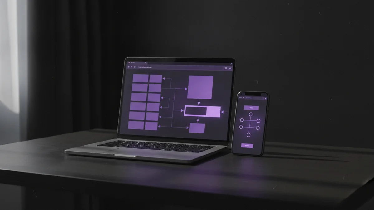 Laptop and phone ready for setting up a Facebook bio link