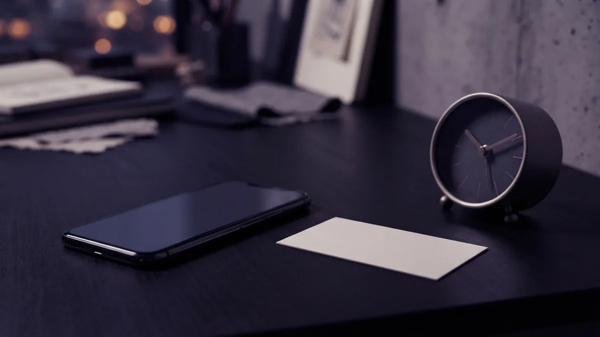 Use a short URL when links are unavailable Smartphone beside a short web address card for sharing without link access