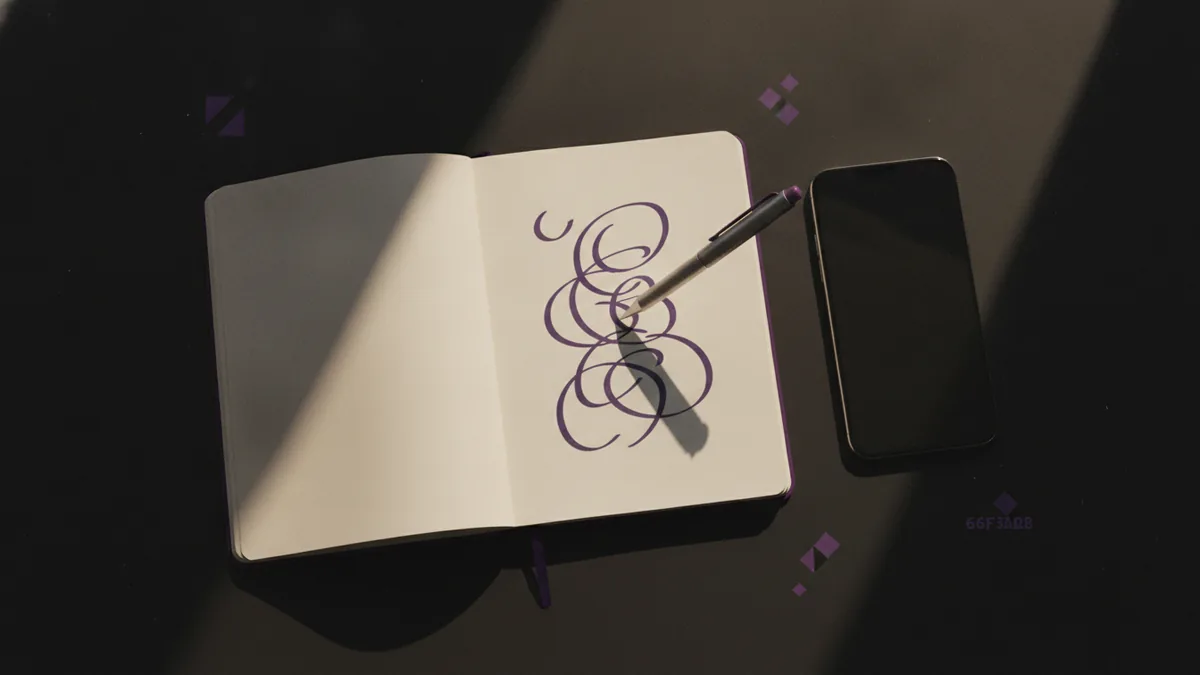 Notebook and pen next to a phone with nickname ideas