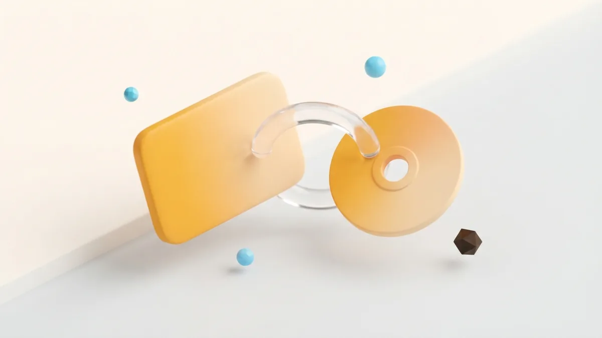 Copy a playlist link A simple link joins a music disc and rounded card to show a playlist link being copied