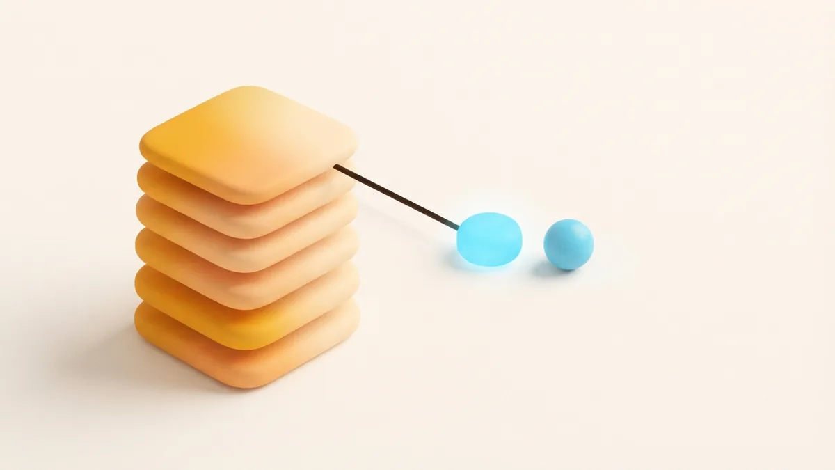 Focused profile link setup Layered clay cards and connection nodes suggest a focused profile setup