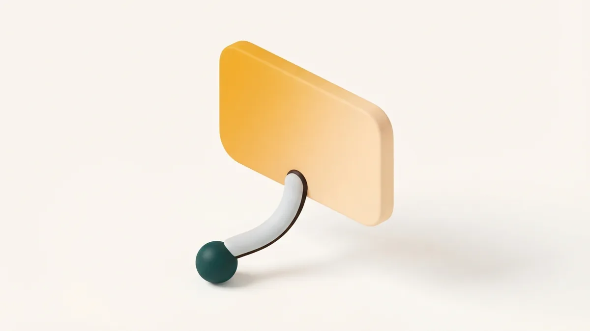 A rounded card connected to a sphere as a simple metaphor for a profile link