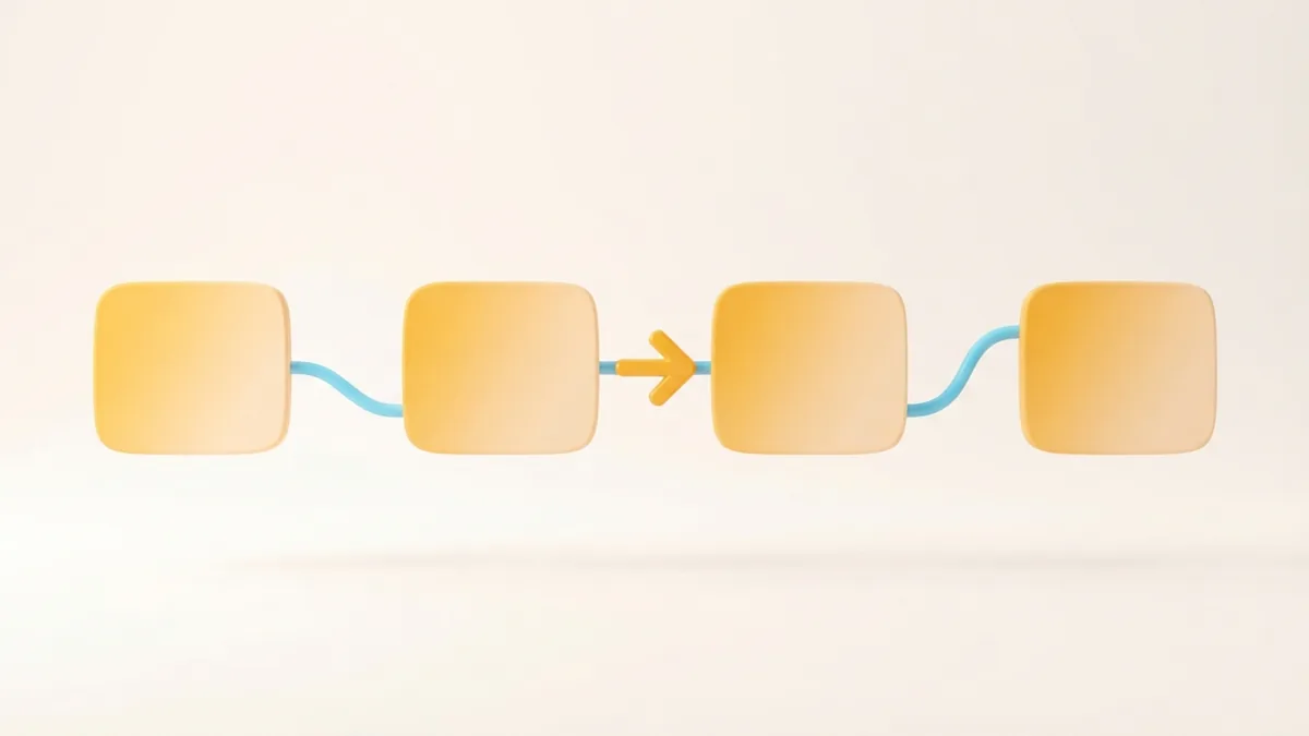 Abstract connected cards showing a simple path for adding a website link