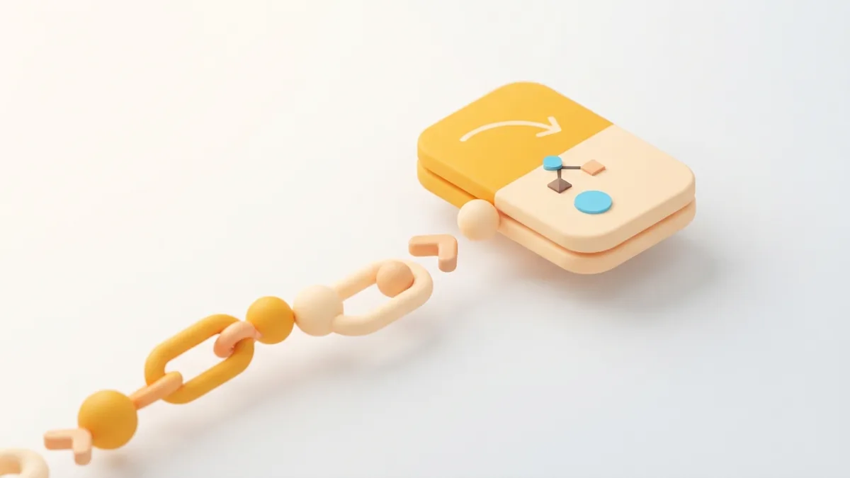 Choose one clear link destination Minimal chain of rounded forms pointing toward one featured destination card