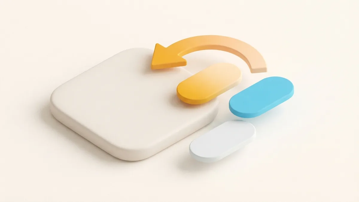 Abstract clay panels and floating shapes showing a simple profile editing process