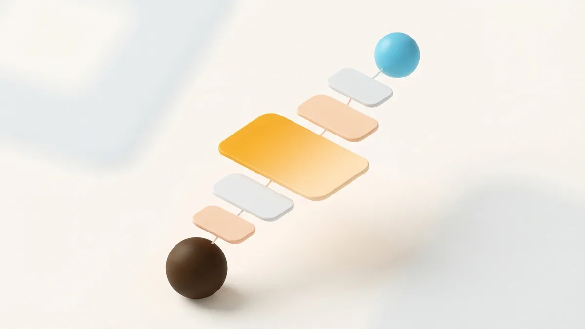 Rounded abstract cards showing a simple step path for adding an Instagram bio link