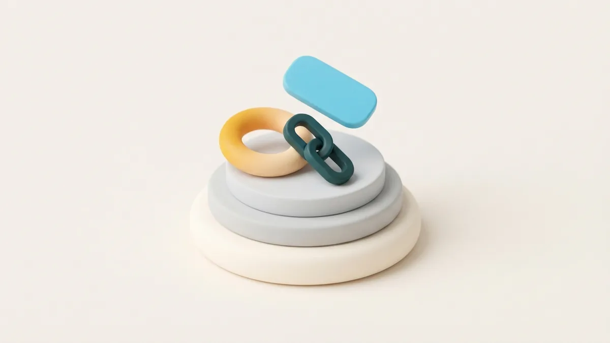 Abstract rounded platforms representing link in bio tools and managed profile destinations