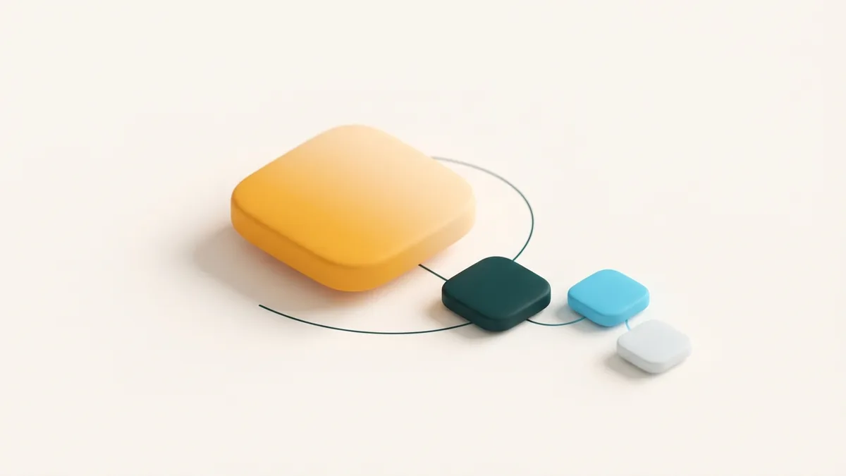 Highlight one key phrase One bright rounded chip stands out among neutral shapes, reflecting the role of emphasis in a bio.
