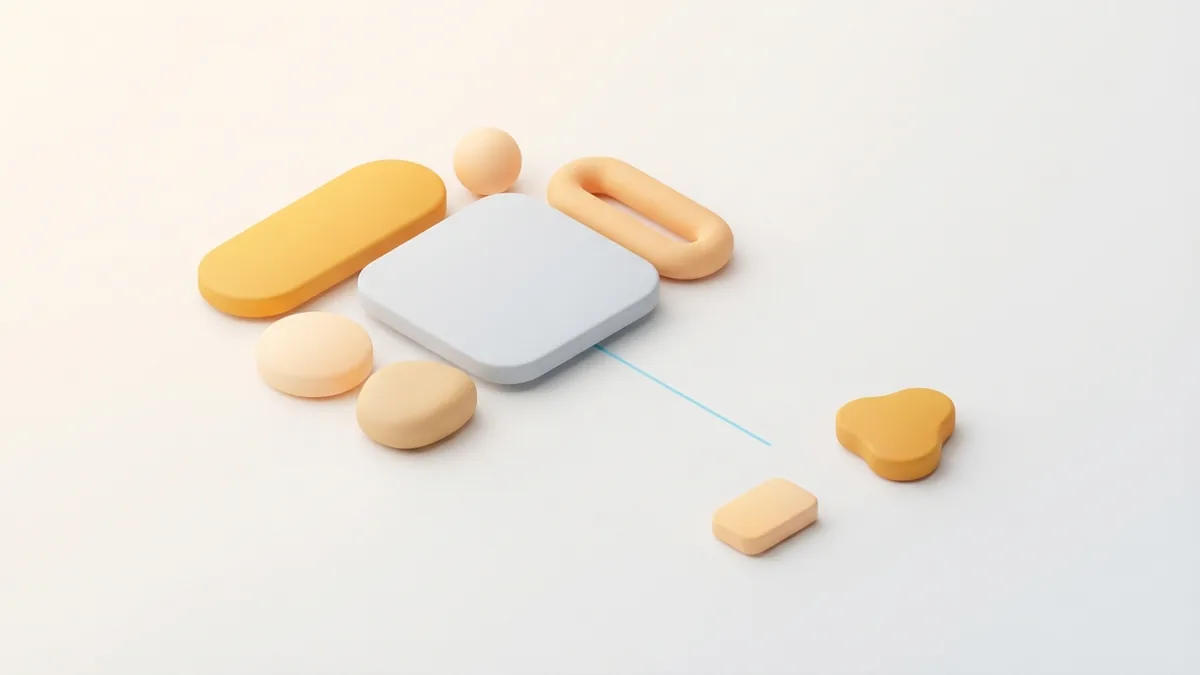 Abstract rounded shapes showing clutter around a clean central profile card