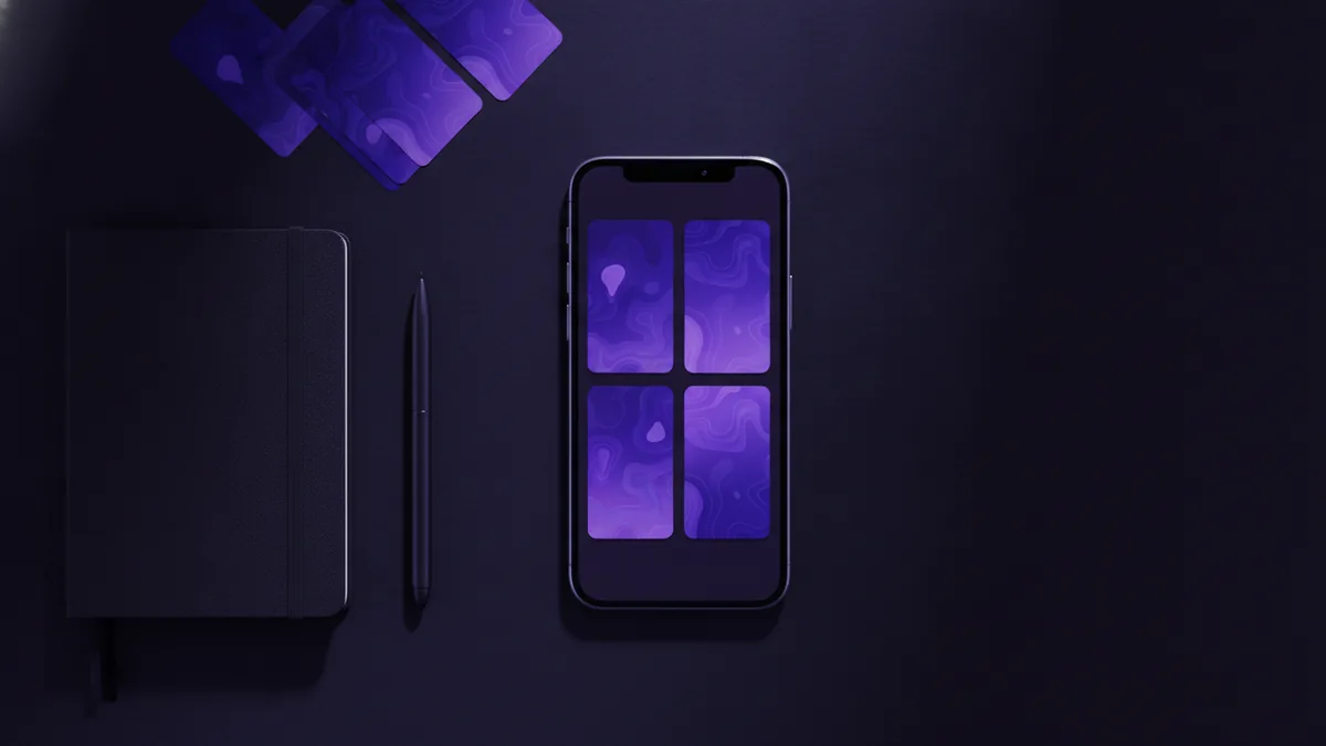 Managing multiple bio links Phone beside a notebook with several organized profile link choices