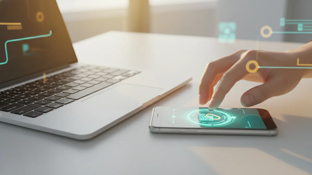 Devices side by side with a hand ready to update an Instagram bio