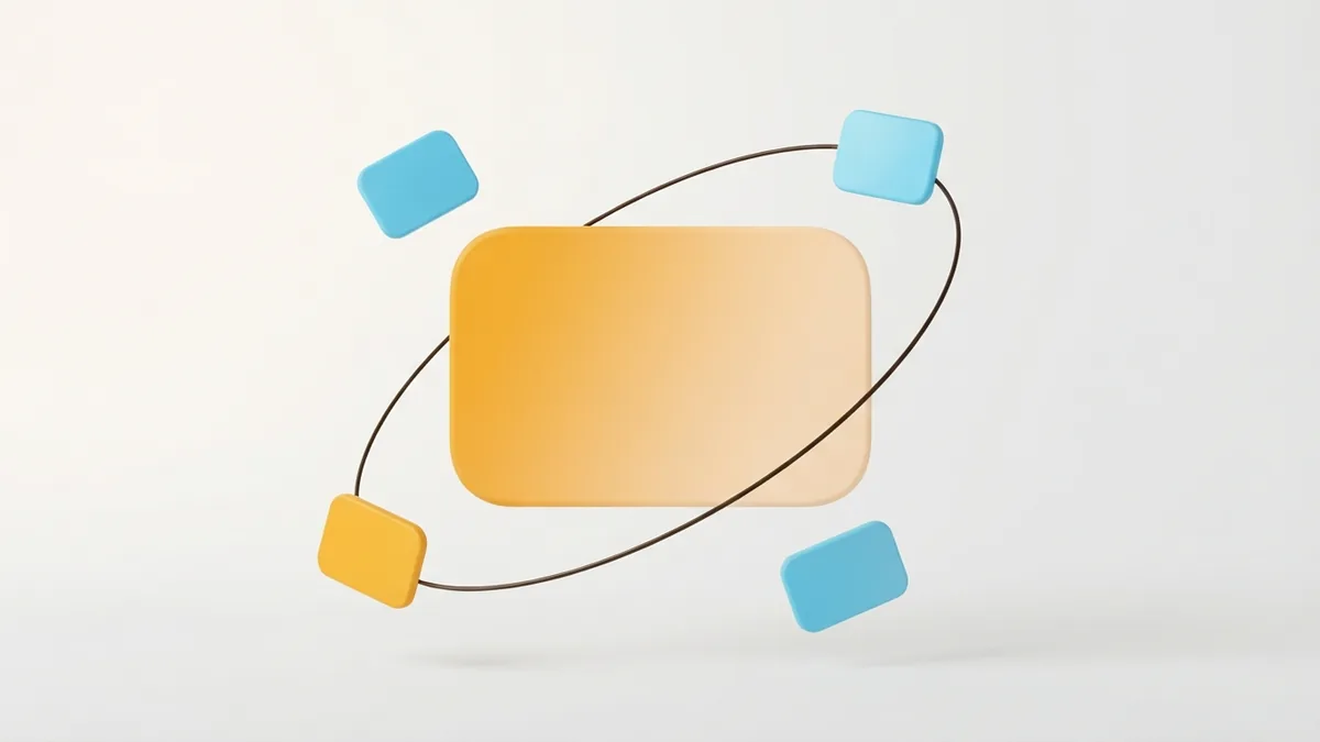 Keep the profile path clear and focused Floating rounded cards linked around one clear focal card in a bright minimal scene