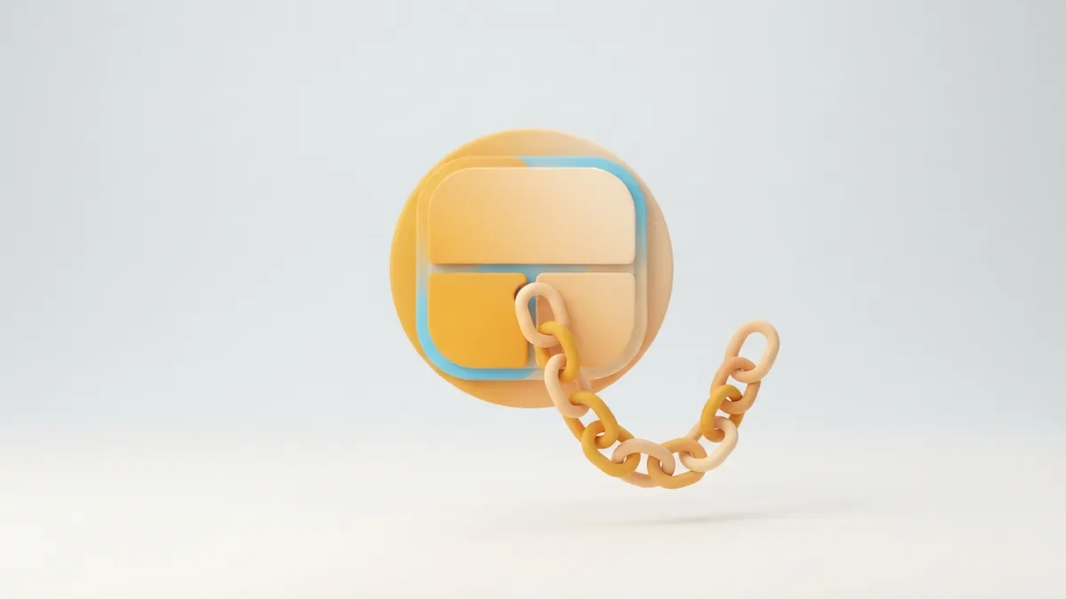 Abstract chain of rounded link shapes showing a copied profile link concept