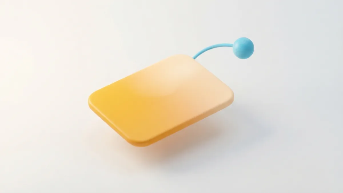 Finding a profile link A rounded profile card linked to a small sphere on a light neutral background