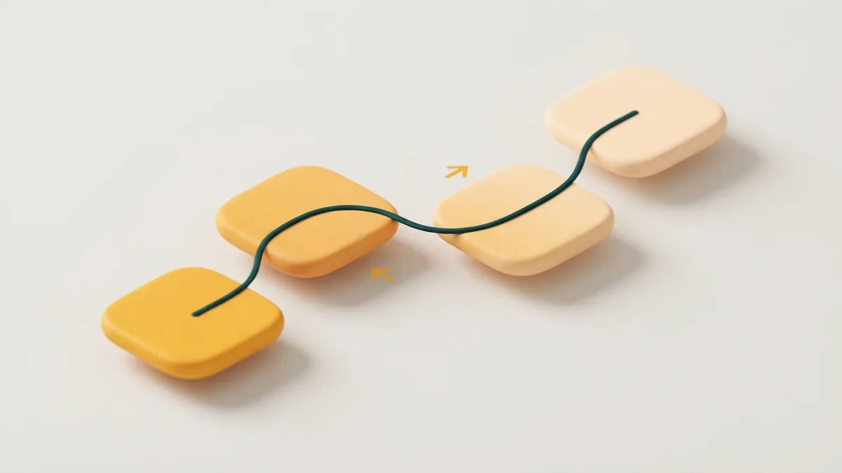 Four connected rounded tiles representing steps to update a YouTube channel bio